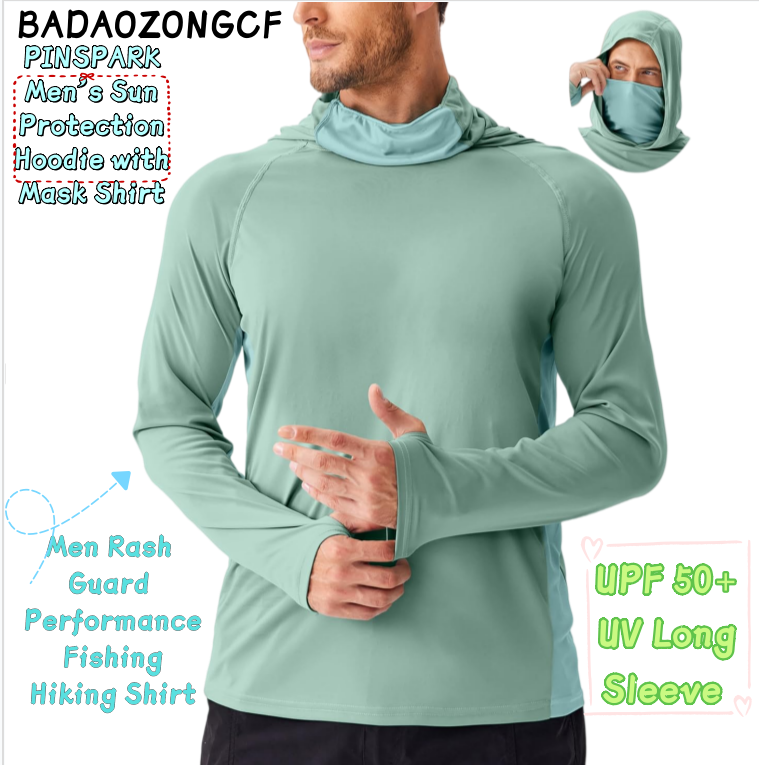 Rash Guard Long Sleeve - PINSPARK Erkek Güneş Koruyucu Kapüşonlu Üst
