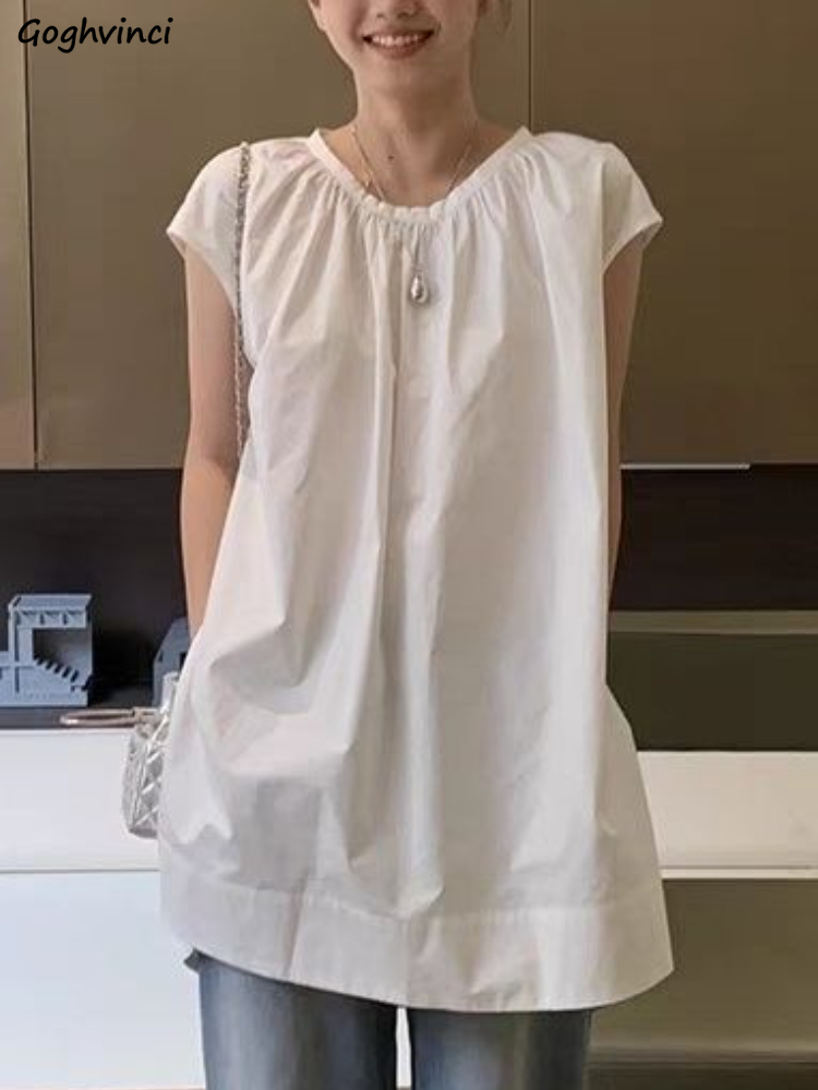 Summer Linen Clothing For Women - Kolsuz bluzlar kadınlar Vintage katı Streetwear