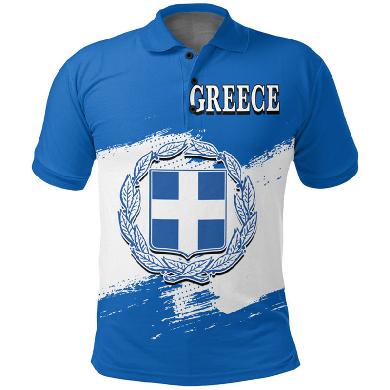 Summer Clothing For Greece - Yunanistan Bayrağı Haritası 3D Baskı Polo