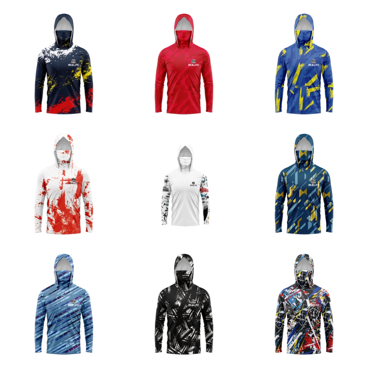 Rash Guard Long Sleeve - MALFC Erkekler Hood Balıkçılık Gömlek uzun