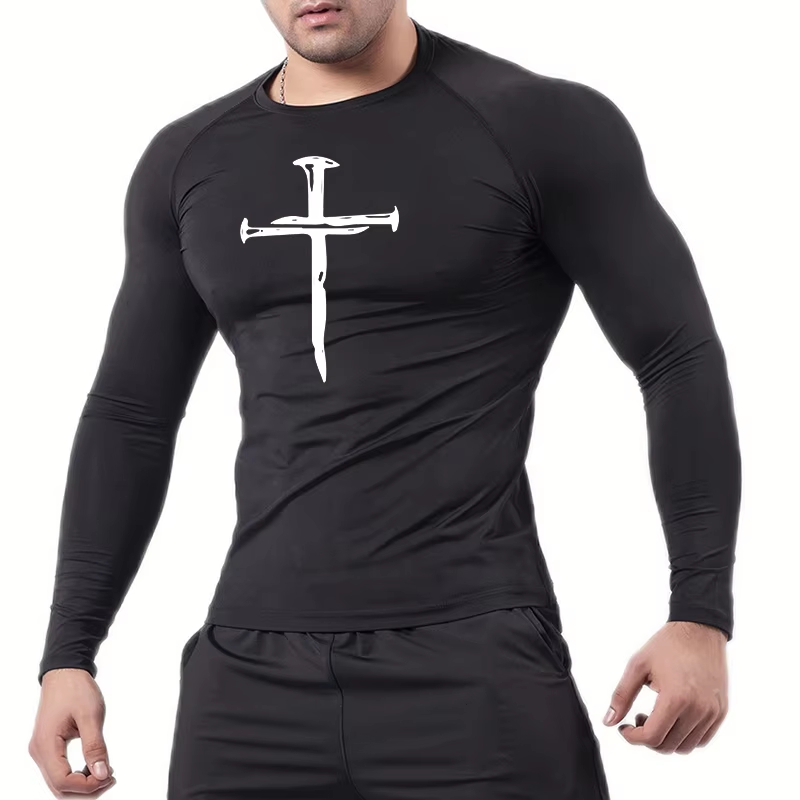 Rash Guard Long Sleeve - Hristiyan Spor Kompresyon Tişörtleri Grafik Baskılı