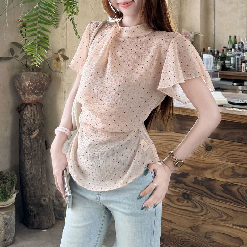 Summer Gauze Clothing - Moda Gazlı Bez Tatlı Puantiyeli Bel
