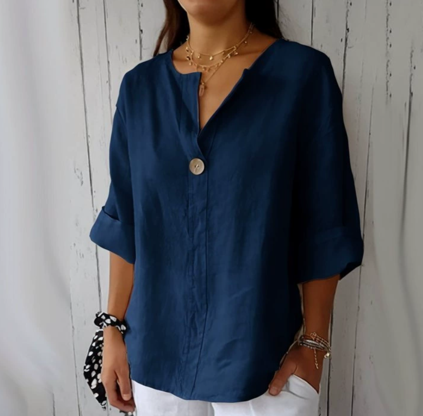 Summer Clothing Linen - Artı Boyutu kadın V Yaka Pamuk