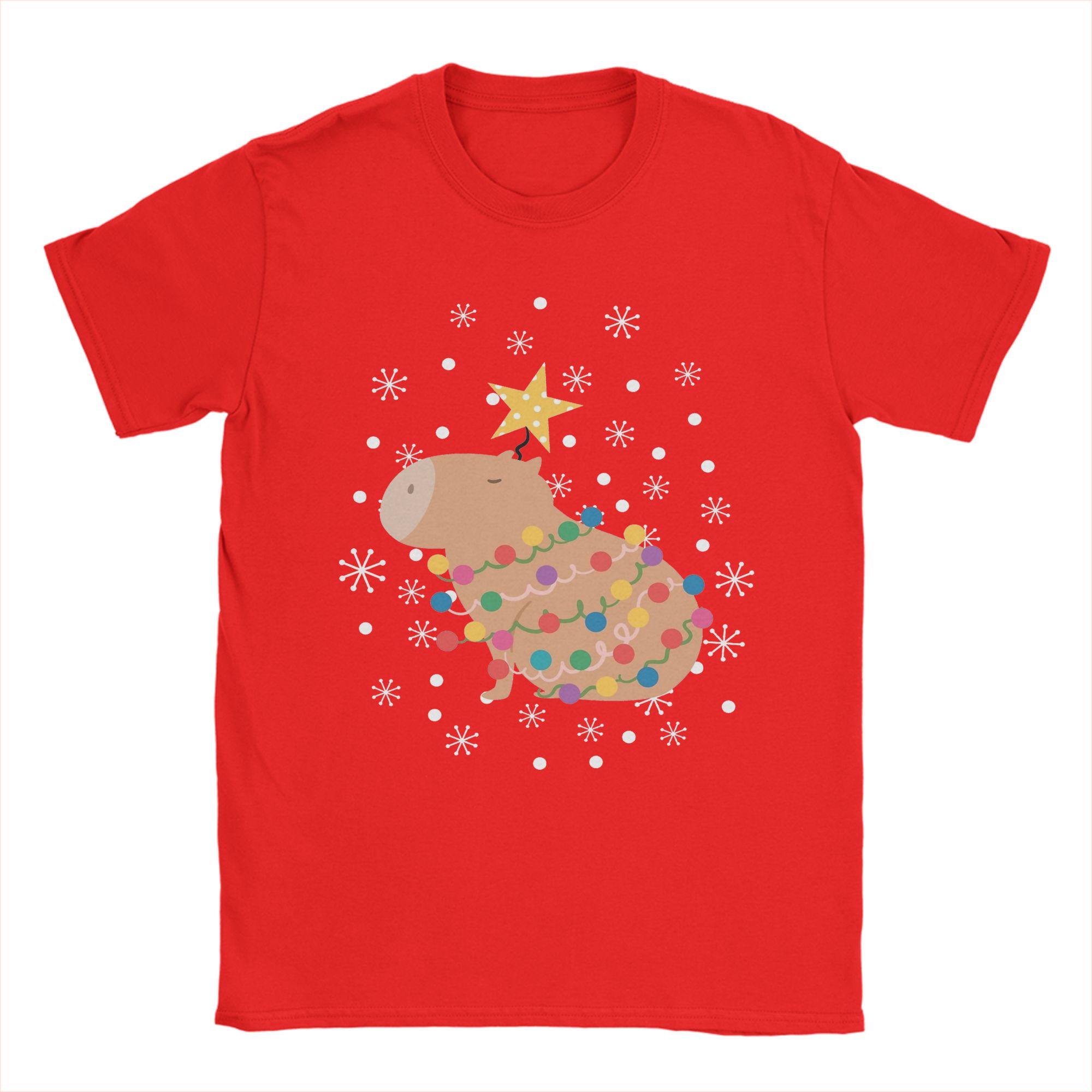 Summer Clothing Ideas - Capybara Noel Ağacı T Shirt Erkekler