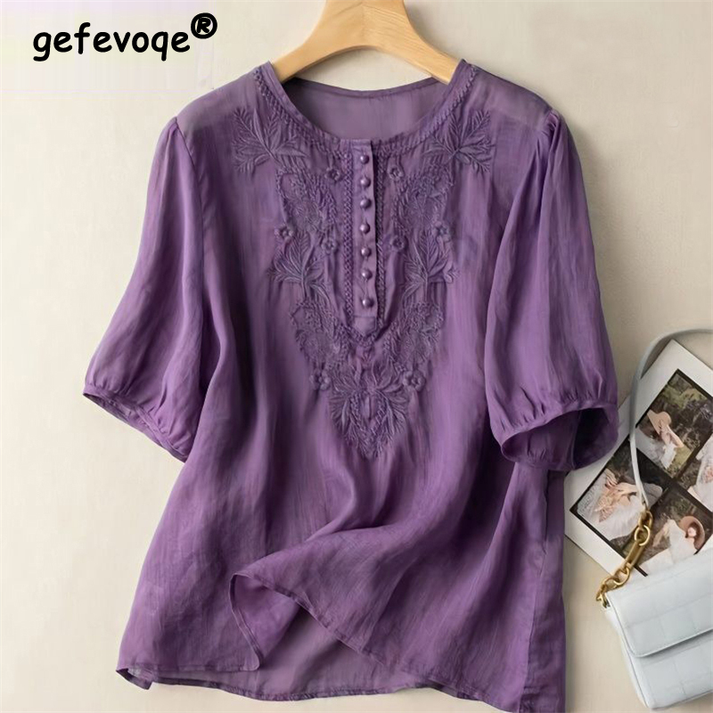 Summer Clothing Linen - Kadın giyim 2024 yaz Vintage etnik