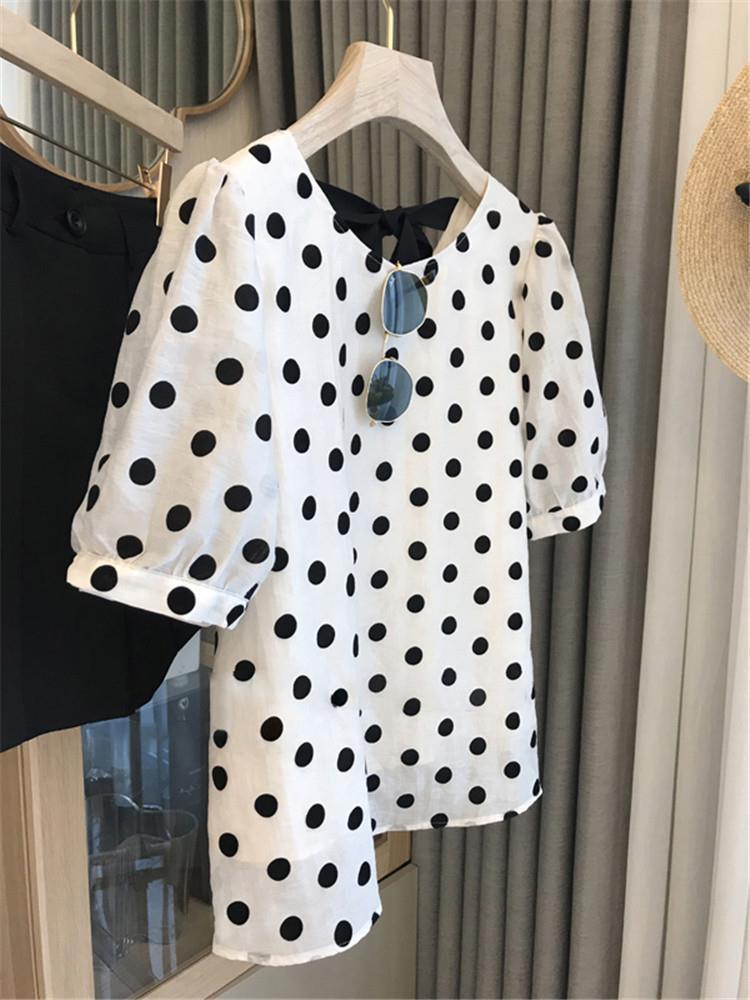 Puantiyeli Bluzlar Kadın Zarif - Summer Clothing Linen incelemesi ve fiyatı
