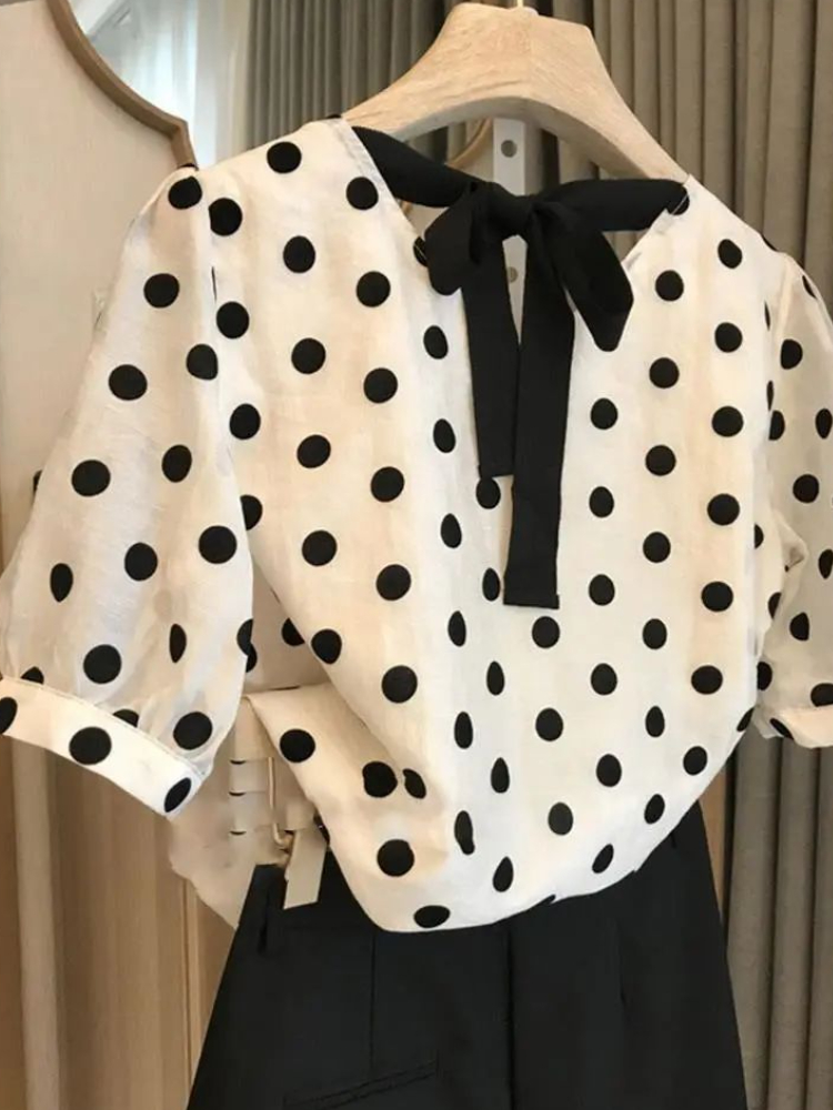 Puantiyeli Bluzlar Kadın Zarif - Summer Clothing Linen incelemesi ve fiyatı
